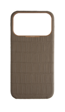 Matte Dark Taupe Strapless Embossed Crocodile Case