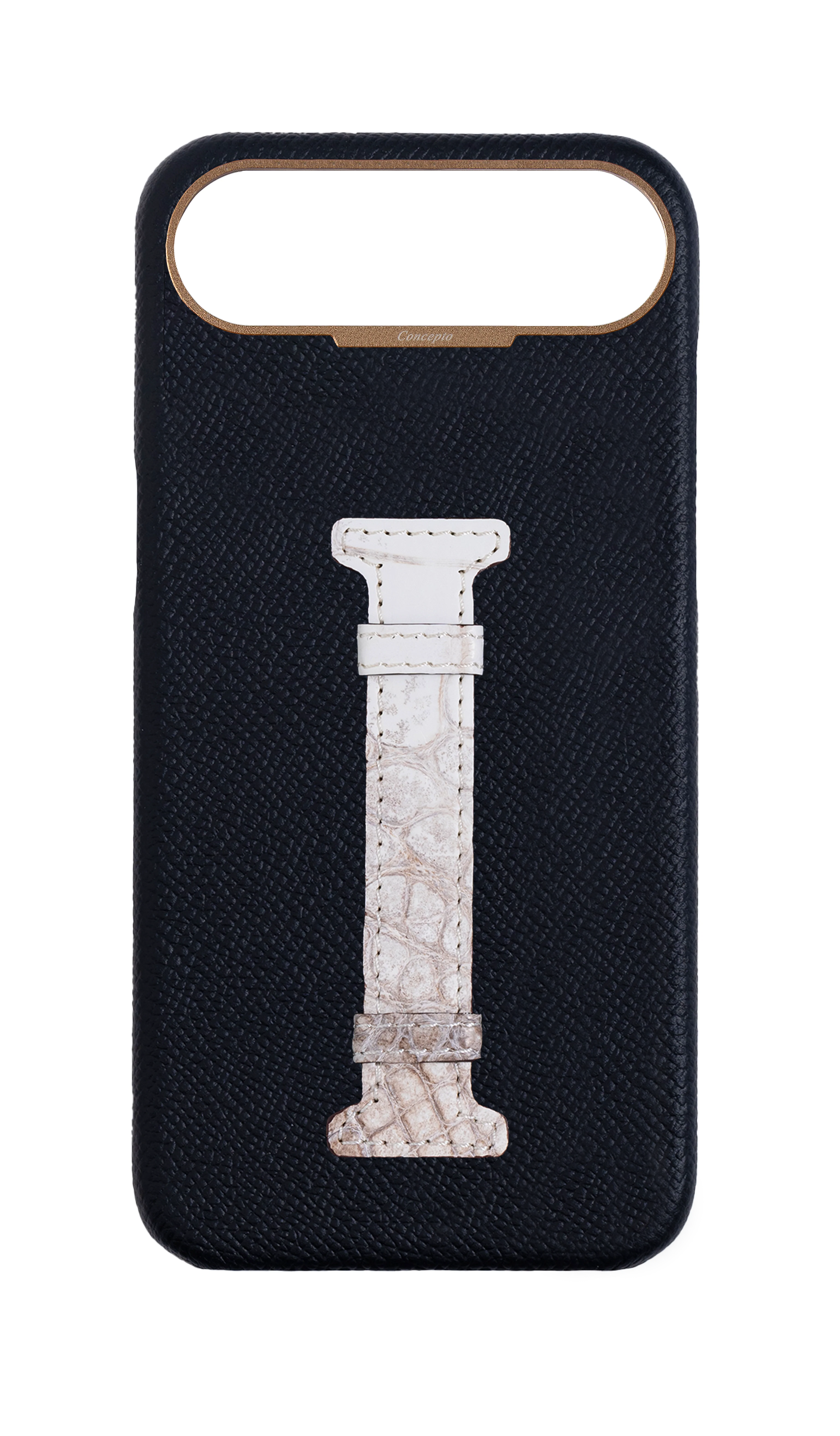 Black Himalayan Exotic Crocodile Middle Strap Case