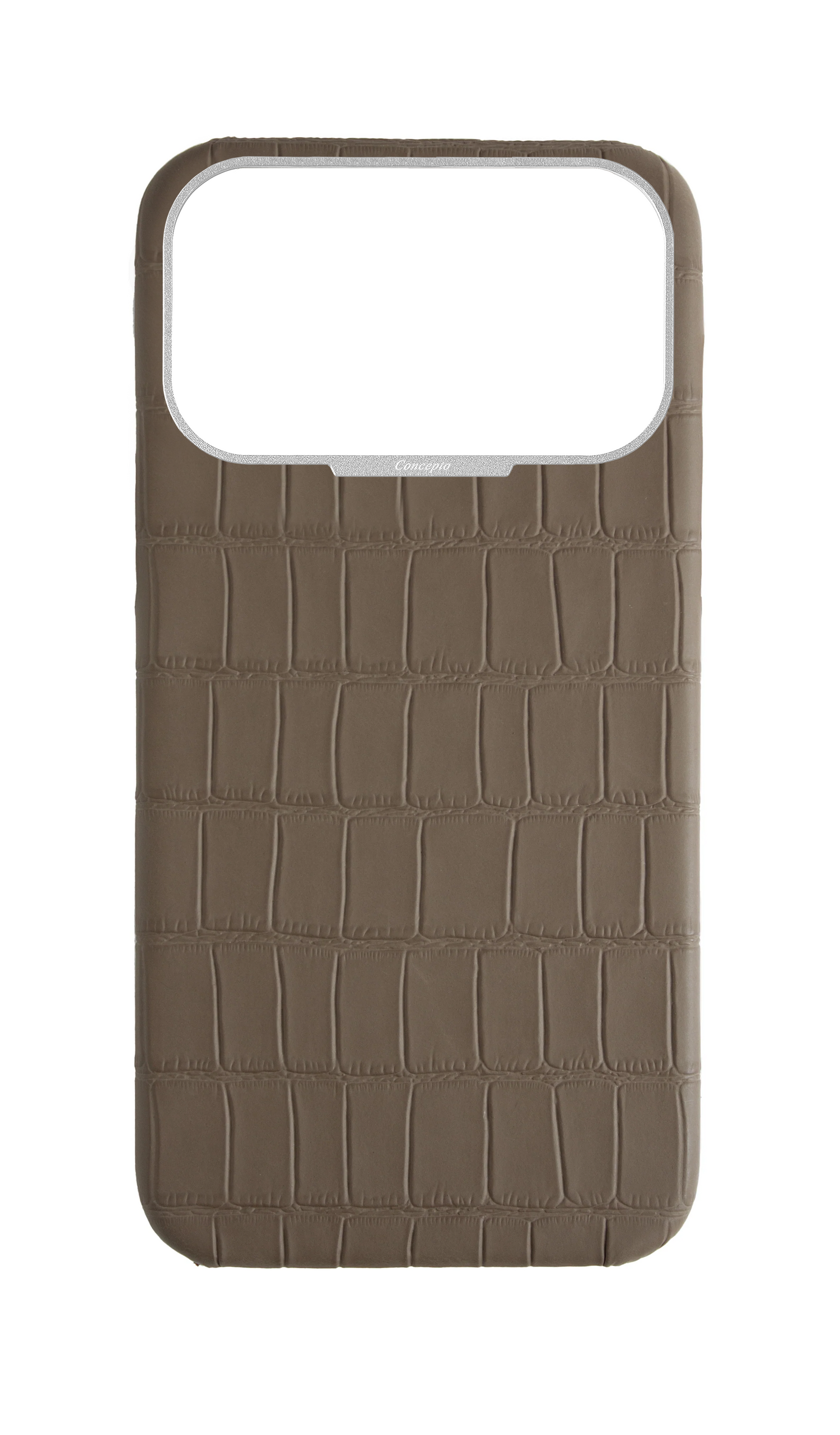 Matte Dark Taupe Strapless Embossed Crocodile Case