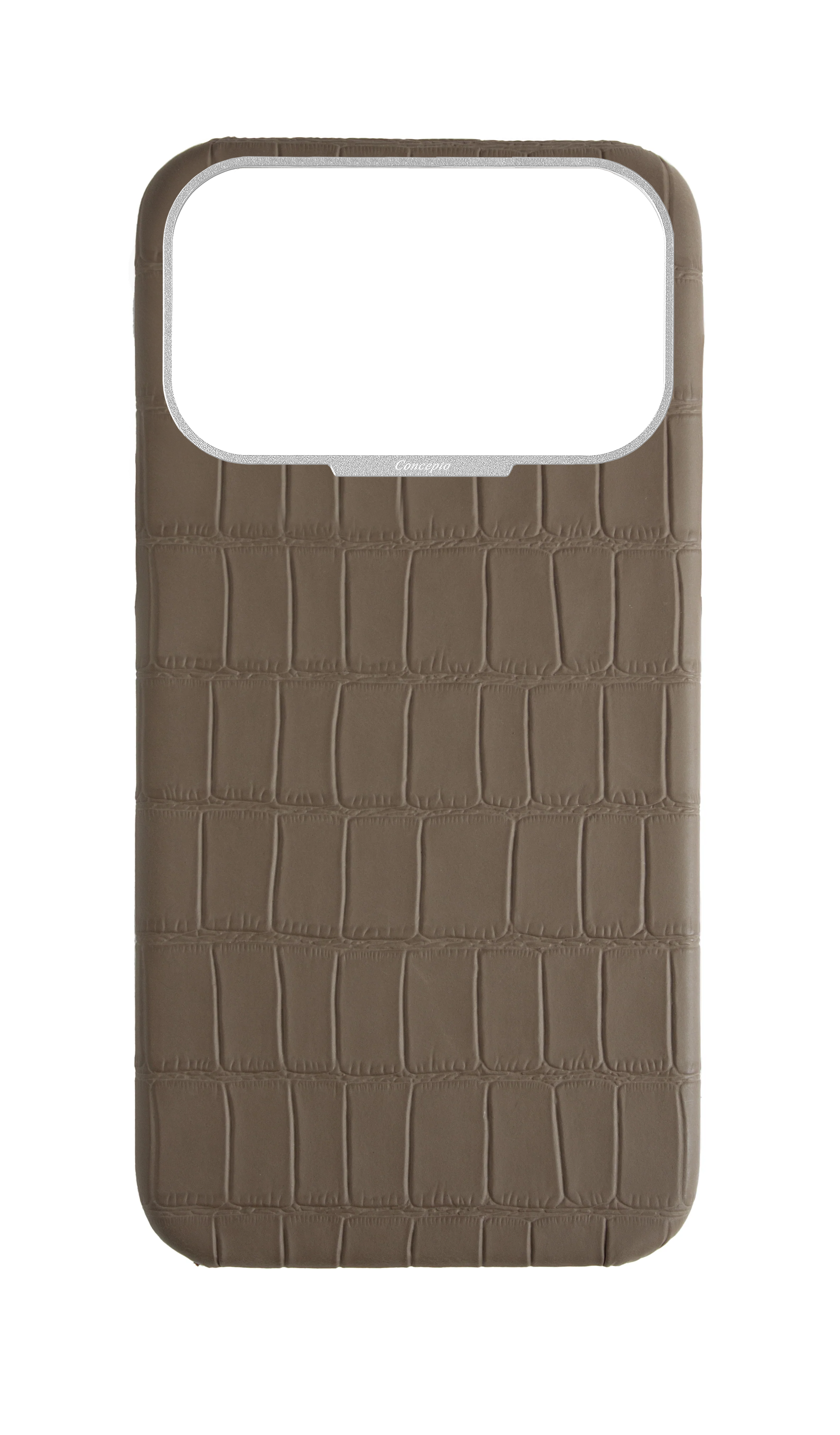 Matte Dark Taupe Strapless Embossed Crocodile Case
