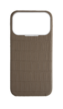 Matte Dark Taupe Strapless Embossed Crocodile Case