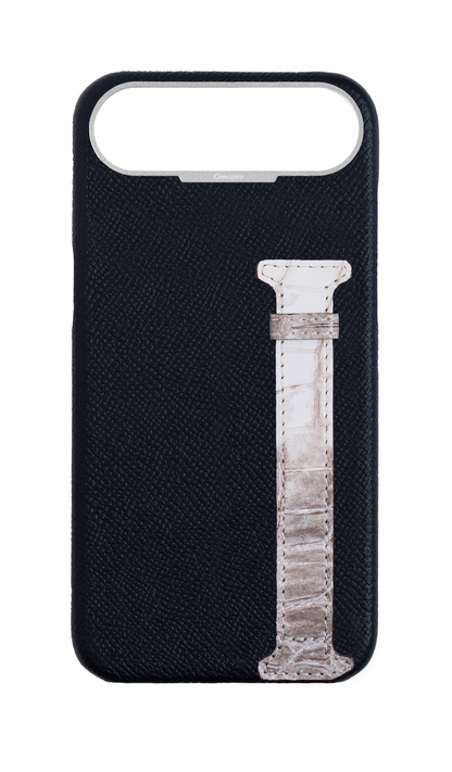 Black Himalayan Exotic Crocodile Side Strap Case