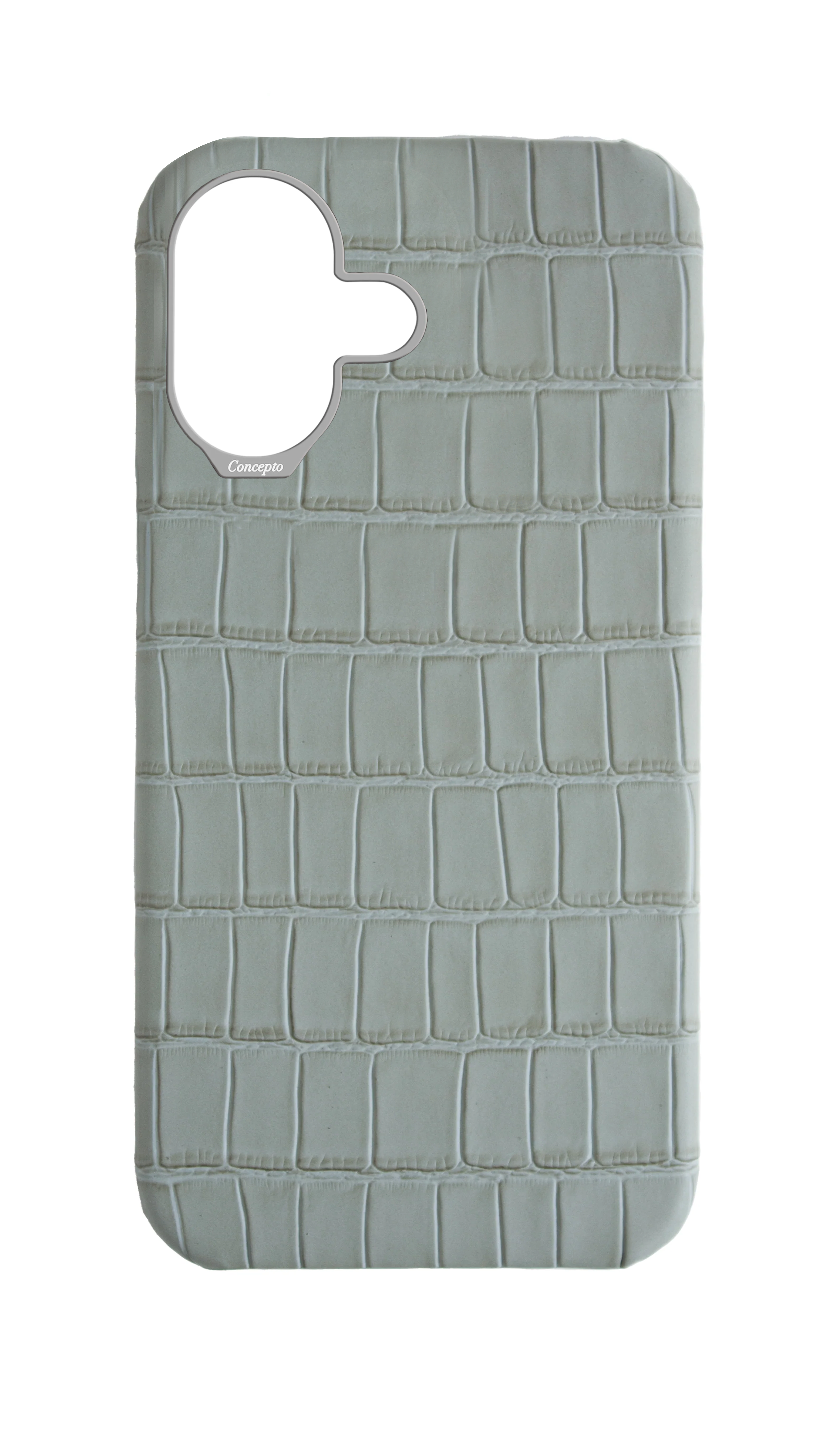 Matte Grey Strapless Embossed Crocodile Case