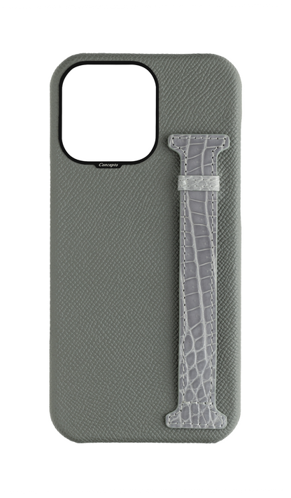 Grey Exotic Crocodile Side Strap Case