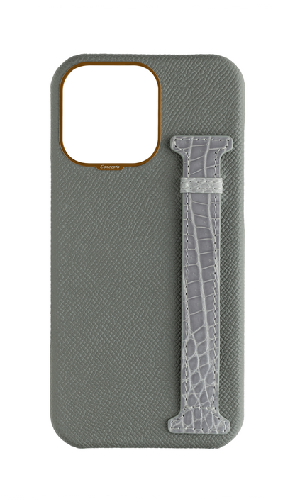 Grey Exotic Crocodile Side Strap Case