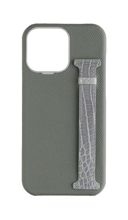 Grey Exotic Crocodile Side Strap Case
