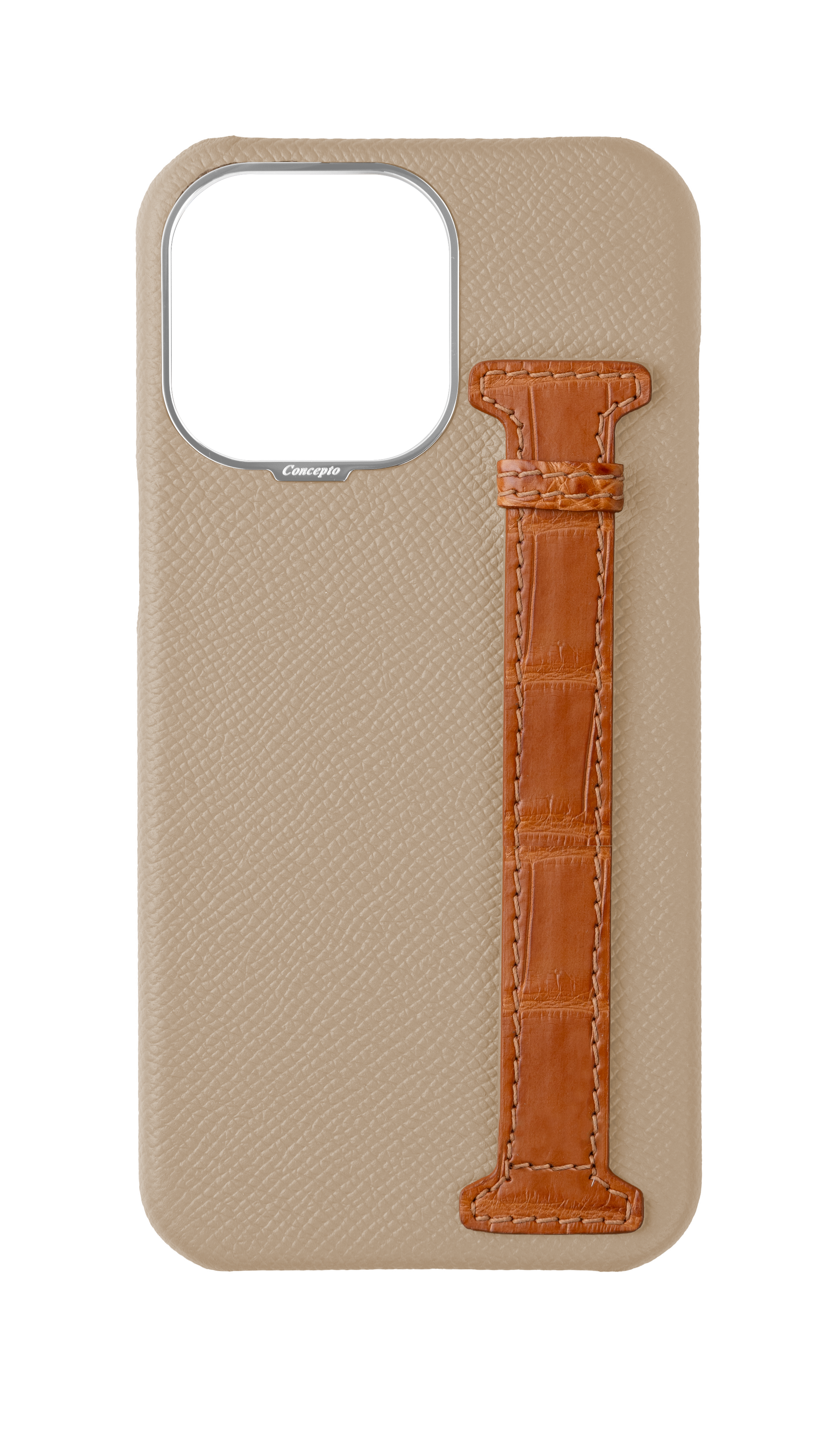 Beige / Tangerine Exotic Crocodile Side Strap Case
