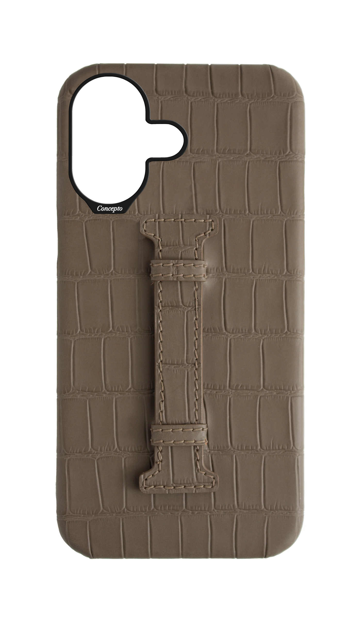 Matte Dark Taupe Embossed Crocodile Case