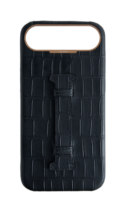 Matte Black Embossed Crocodile Case