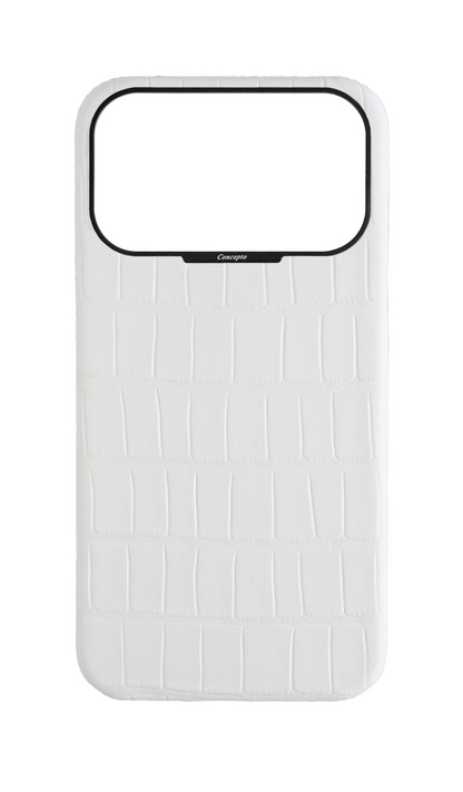 Matte White Strapless Embossed Crocodile Case
