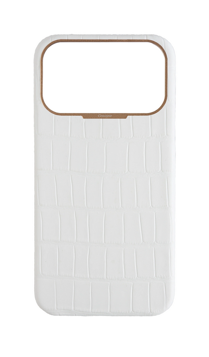 Matte White Strapless Embossed Crocodile Case