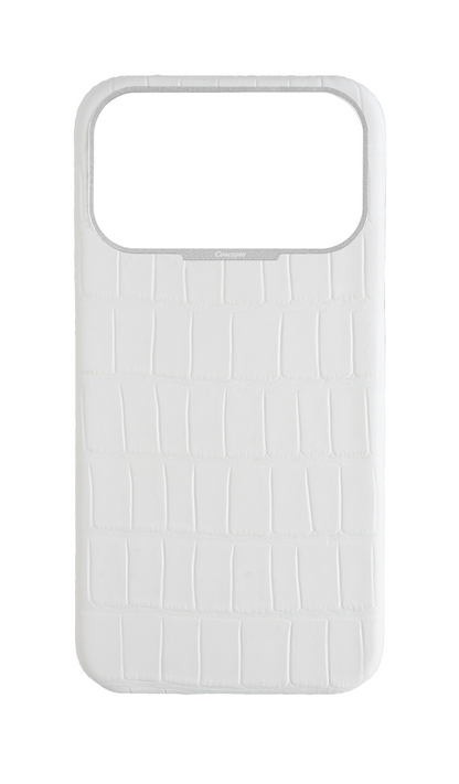 Matte White Strapless Embossed Crocodile Case