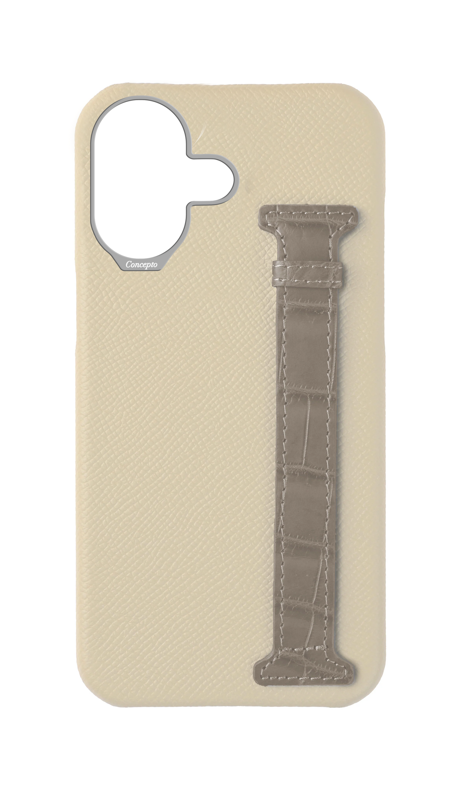 Stone / Grey Exotic Crocodile Side Strap Case