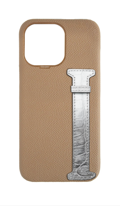 Beige Himalayan Exotic Crocodile Side Strap Case