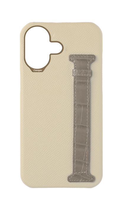 Stone / Grey Exotic Crocodile Side Strap Case
