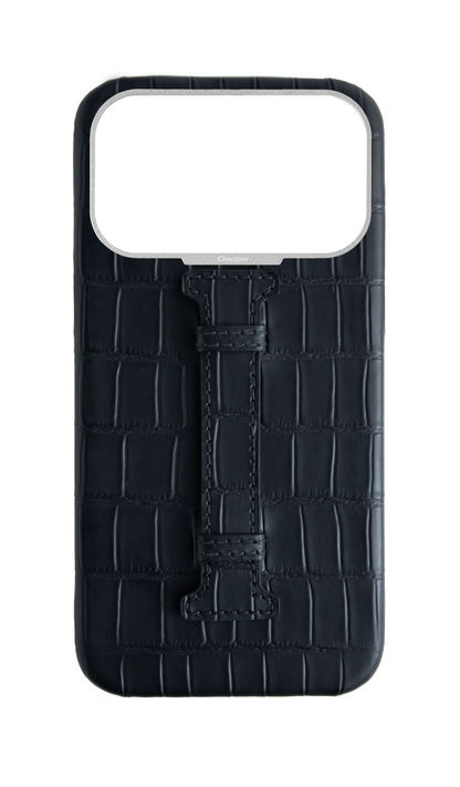 Matte Black Embossed Crocodile Case