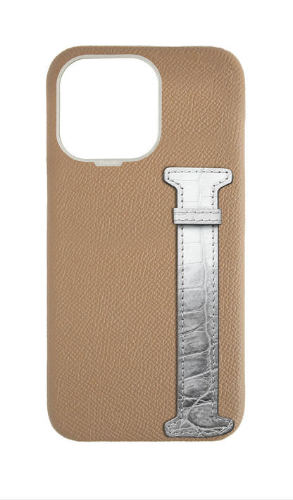 Beige Himalayan Exotic Crocodile Side Strap Case