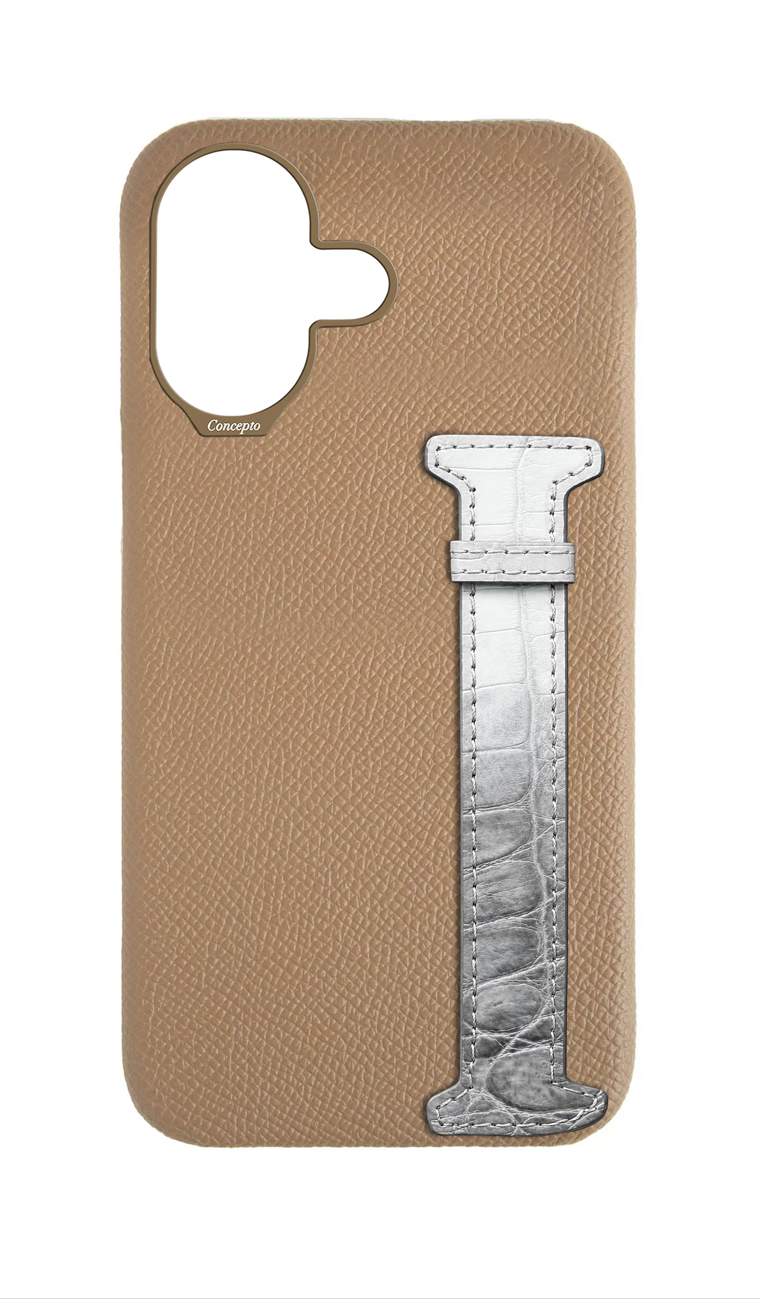 Beige Himalayan Exotic Crocodile Side Strap Case