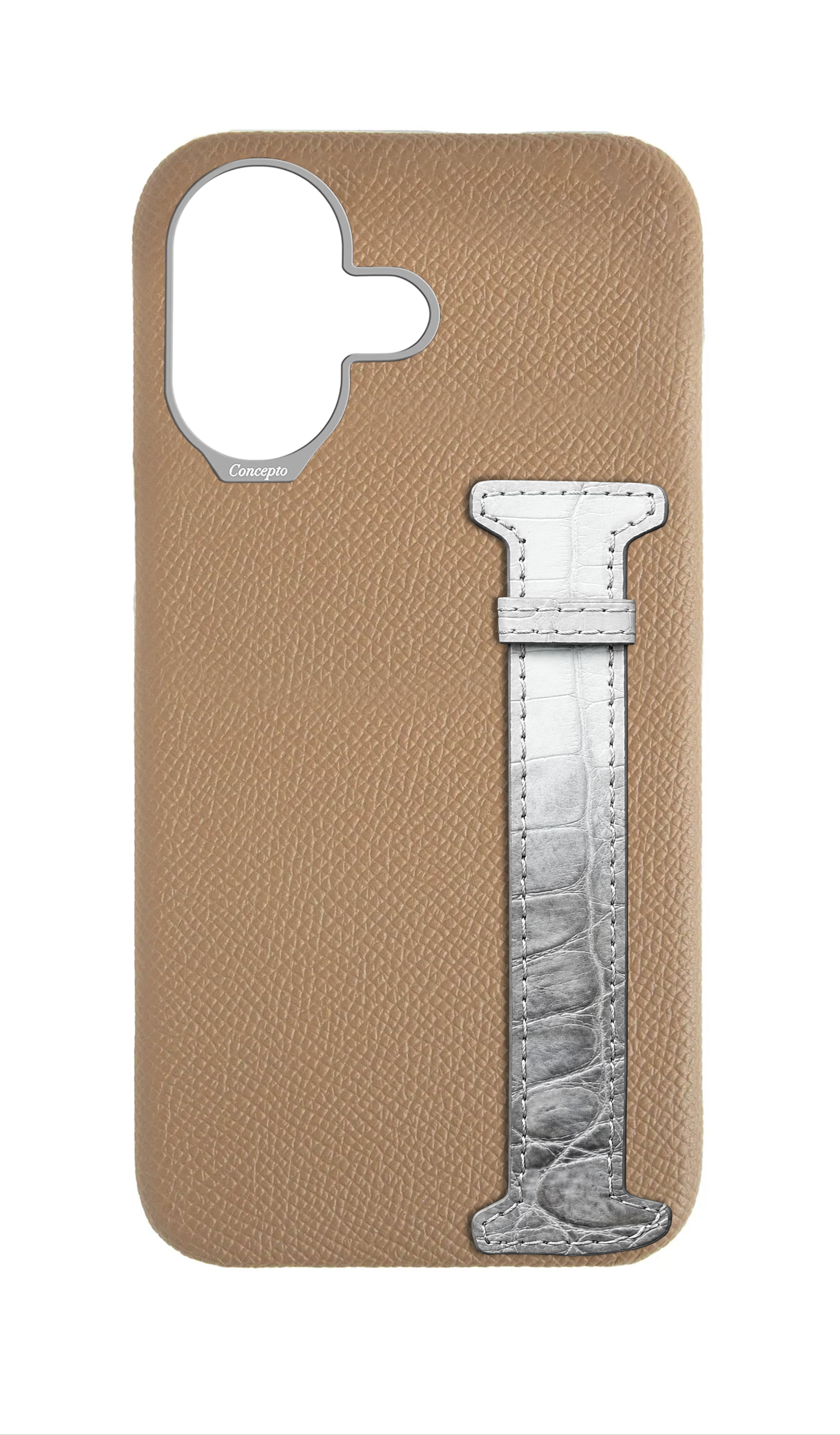 Beige Himalayan Exotic Crocodile Side Strap Case