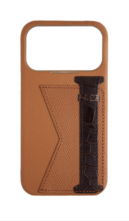 Tan / Brown Exotic Crocodile Duo Case