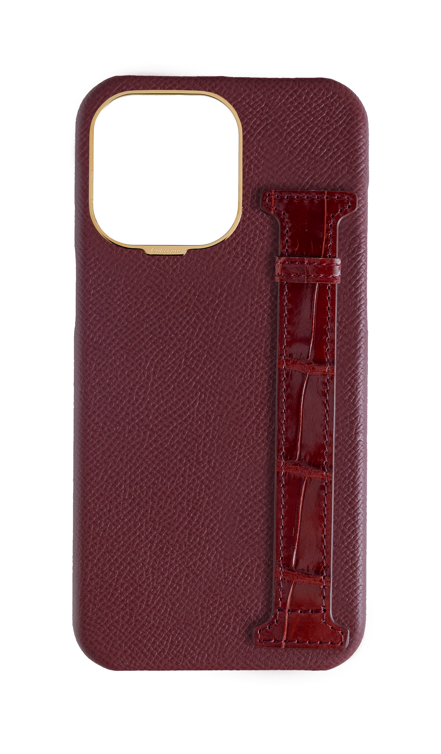 Burgundy Exotic Crocodile Side Strap Case