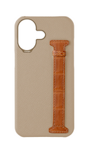 Beige / Tangerine Exotic Crocodile Side Strap Case