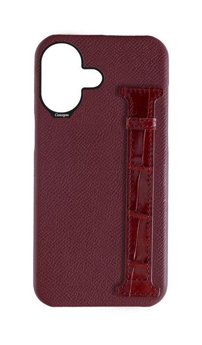 Burgundy Exotic Crocodile Side Strap Case