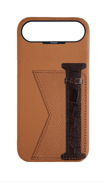 Tan / Brown Exotic Crocodile Duo Case