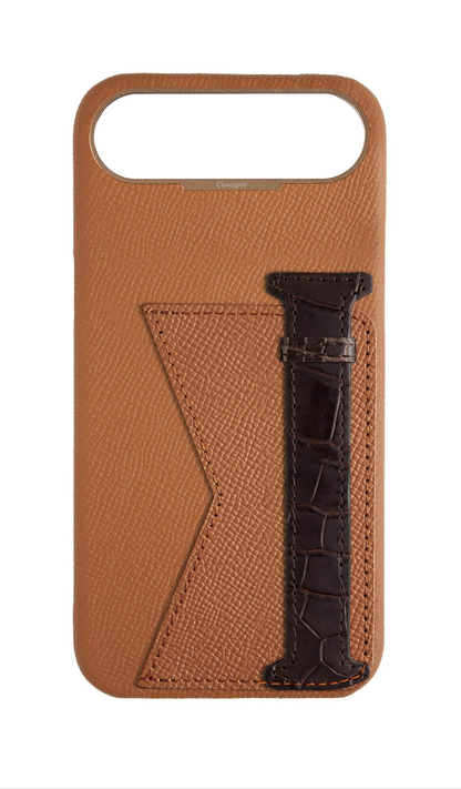 Tan / Brown Exotic Crocodile Duo Case