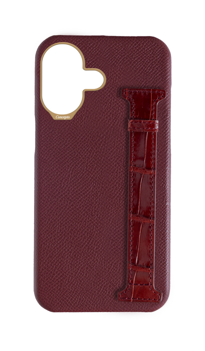 Burgundy Exotic Crocodile Side Strap Case