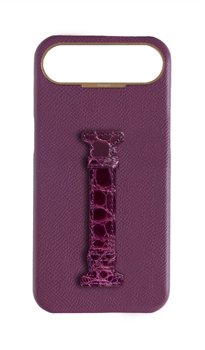Deep Purple Exotic Crocodile Middle Strap Case