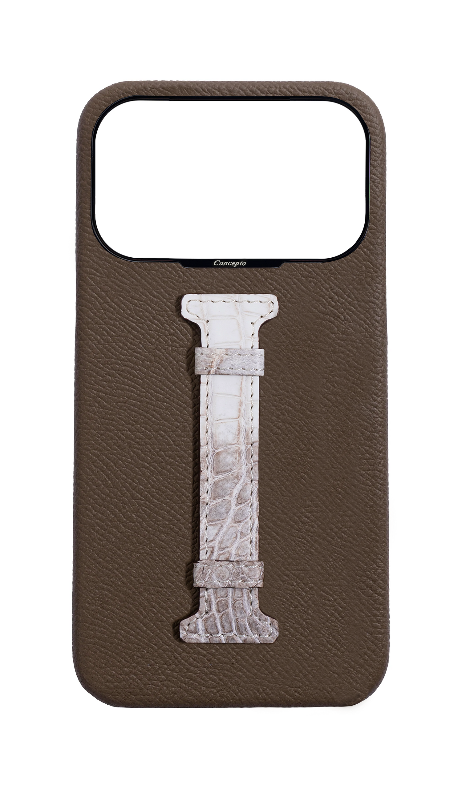 Taupe Himalayan Exotic Crocodile Middle Strap Case