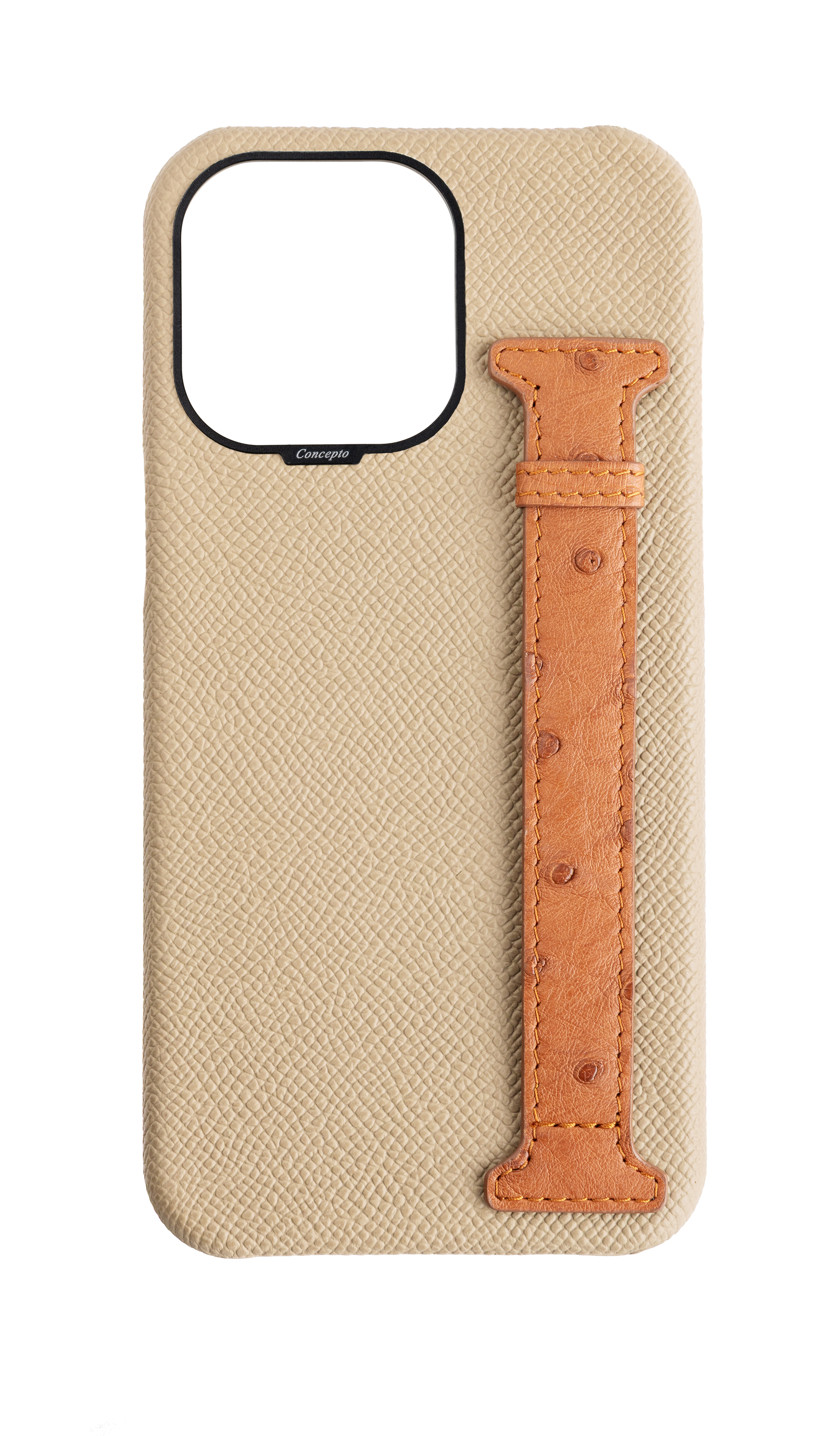 Beige / Tan Exotic Ostrich Side Strap Case
