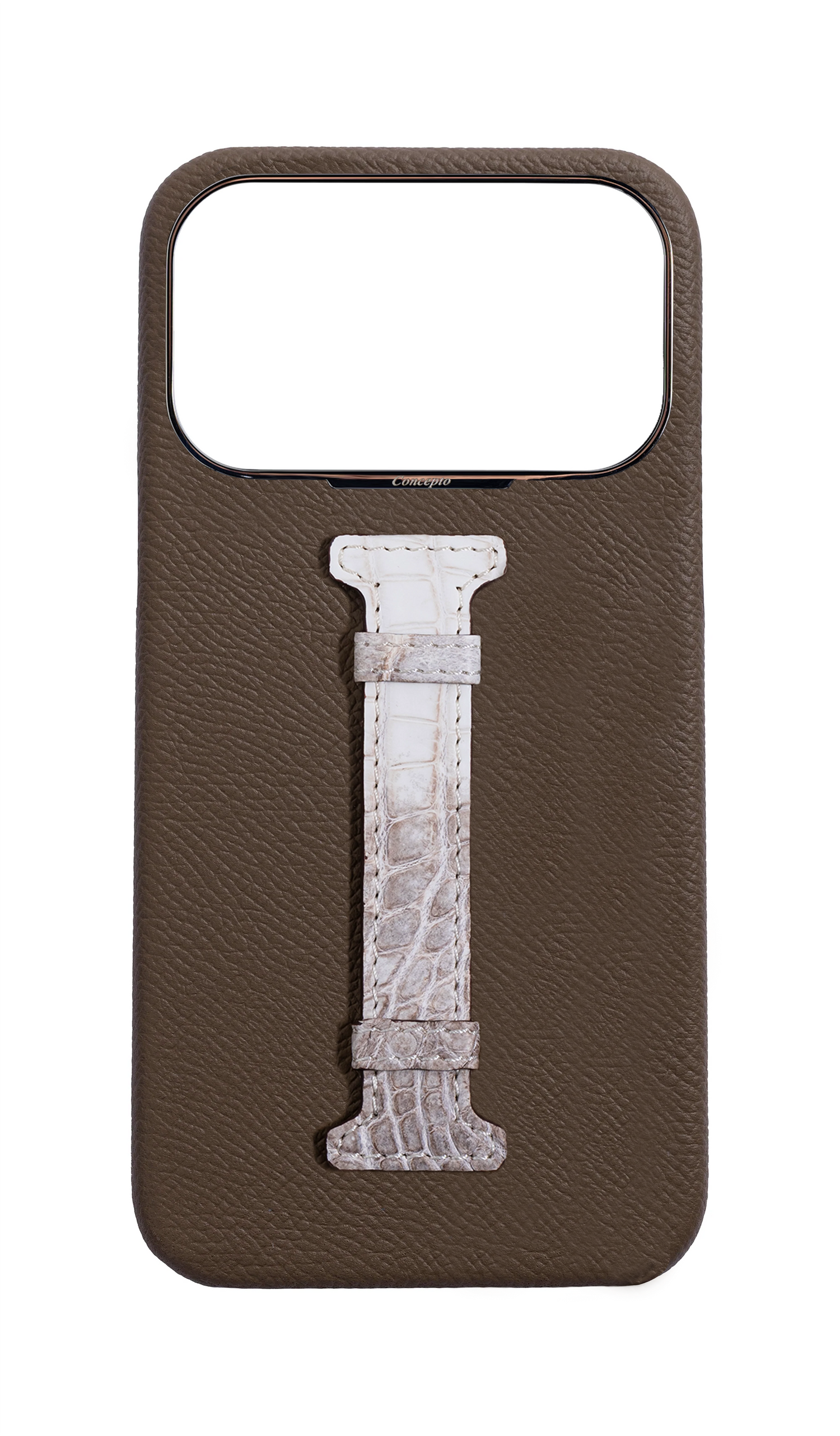Taupe Himalayan Exotic Crocodile Middle Strap Case