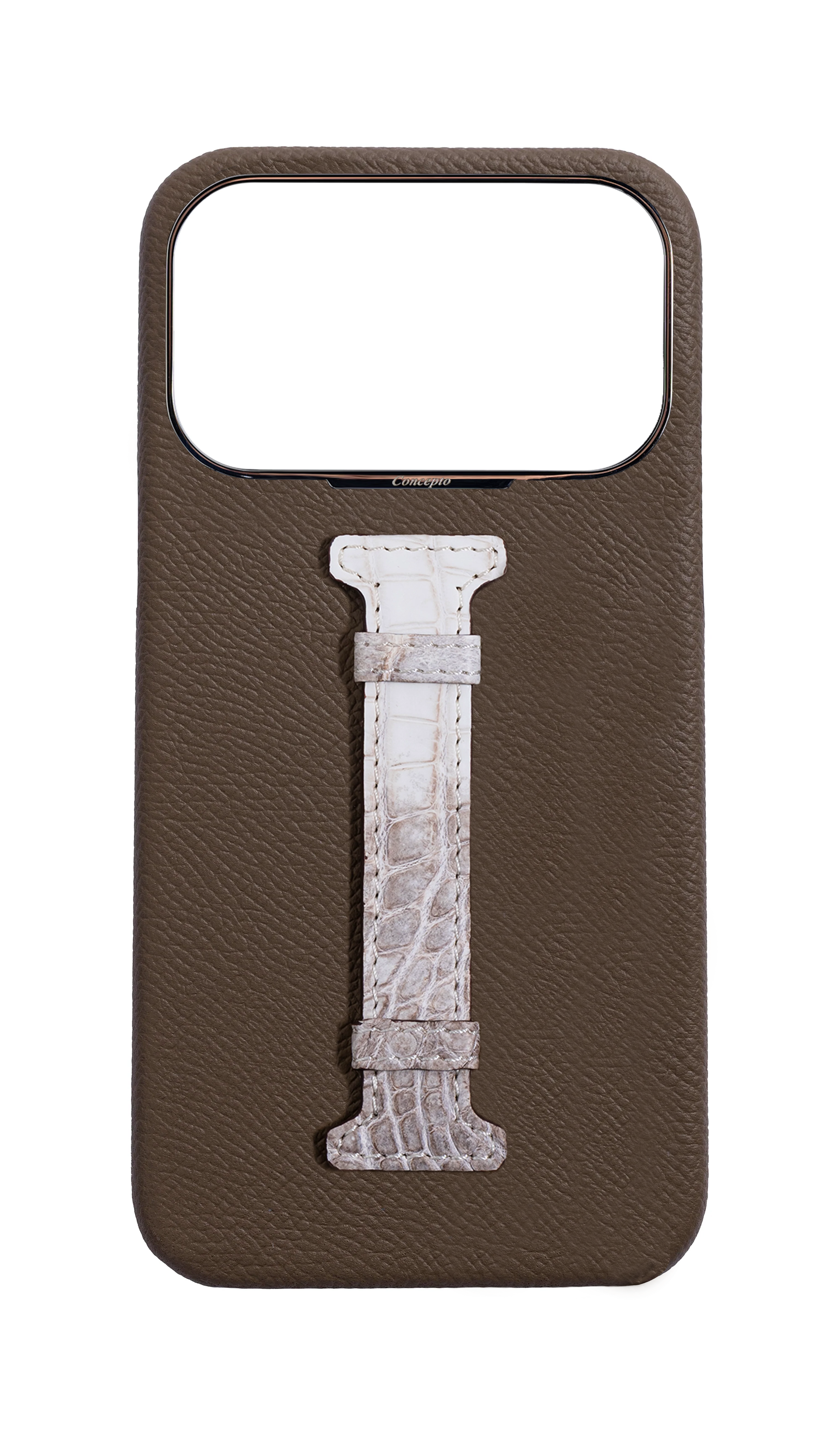 Taupe Himalayan Exotic Crocodile Middle Strap Case
