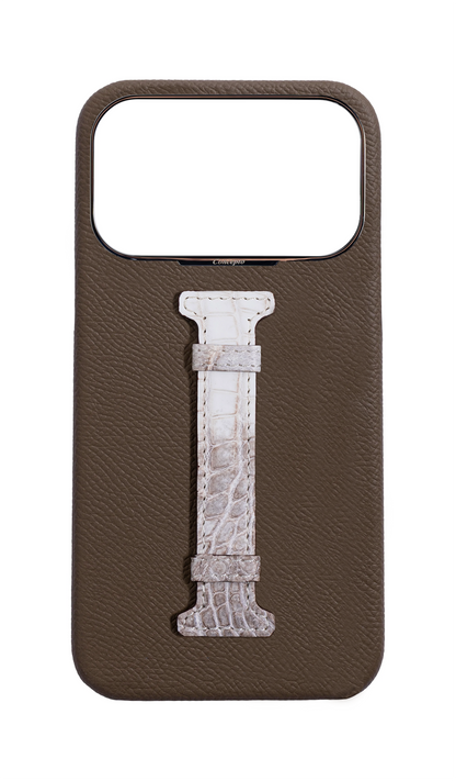 Taupe Himalayan Exotic Crocodile Middle Strap Case