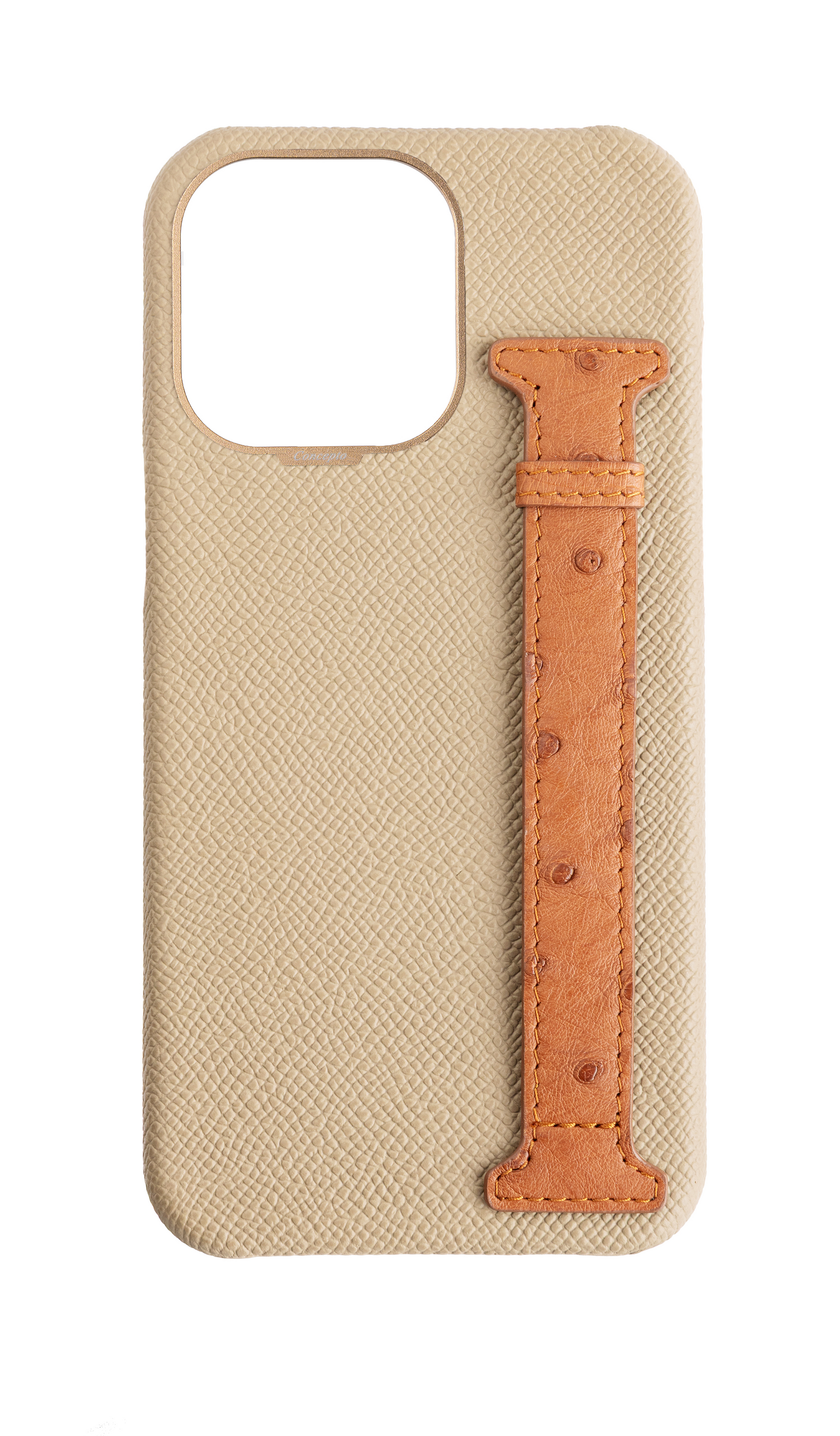 Beige / Tan Exotic Ostrich Side Strap Case