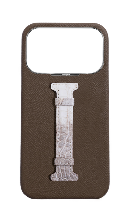 Taupe Himalayan Exotic Crocodile Middle Strap Case