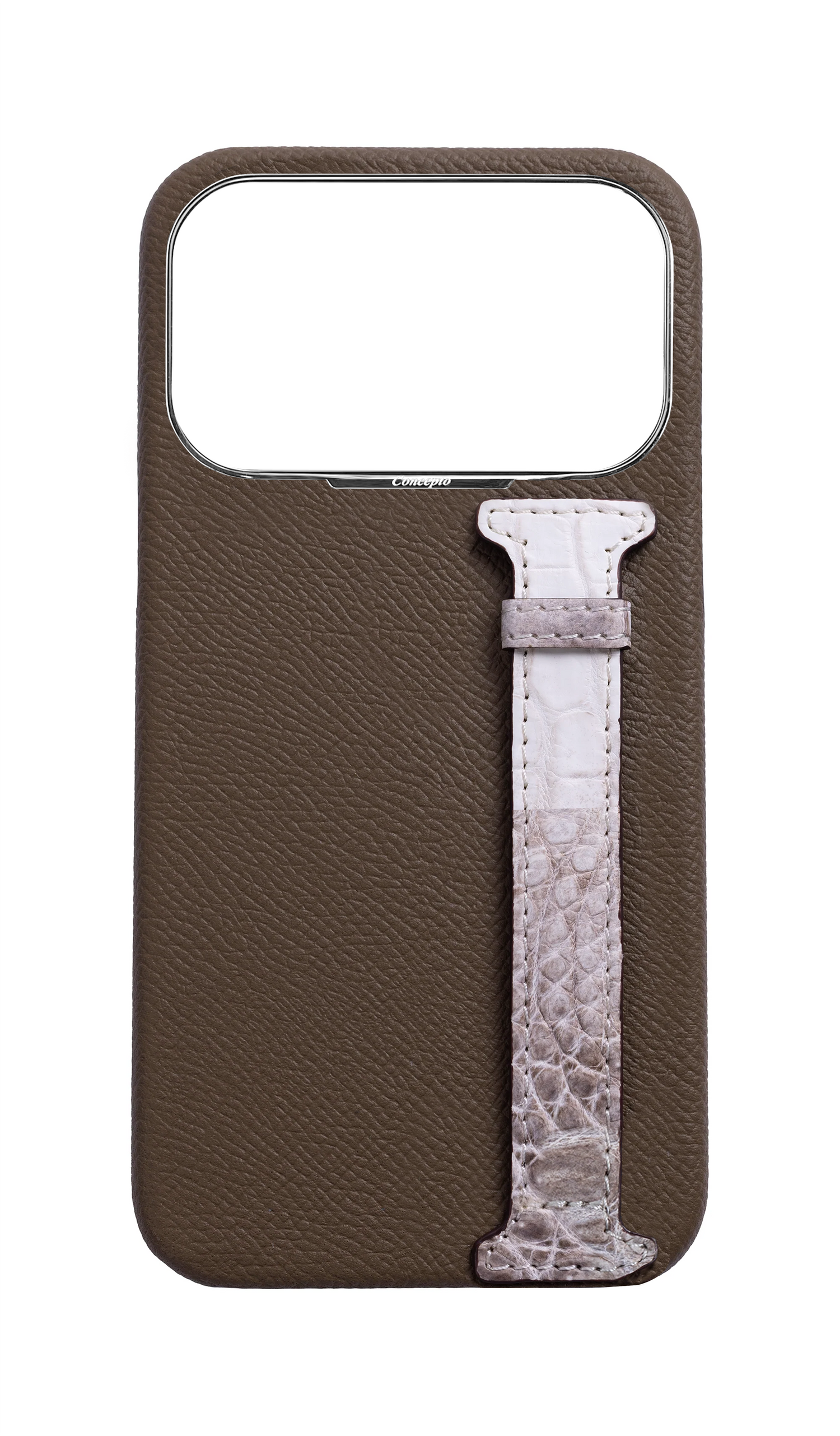 Taupe Himalayan Exotic Crocodile Side Strap Case