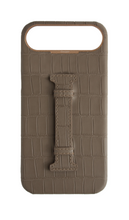 Matte Dark Taupe Embossed Crocodile Case