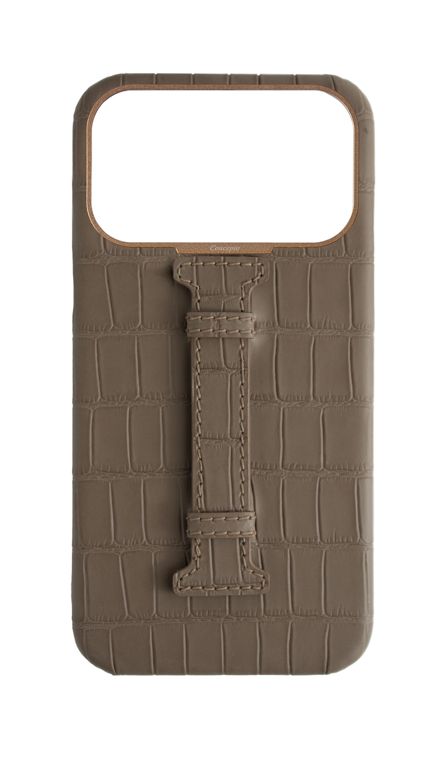 Matte Dark Taupe Embossed Crocodile Case