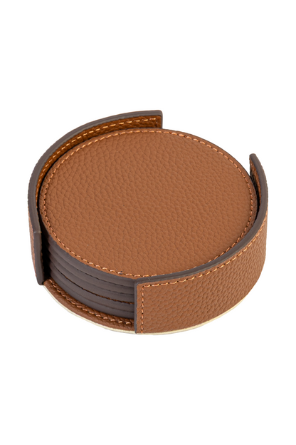 Tan / Cream Leather Coaster