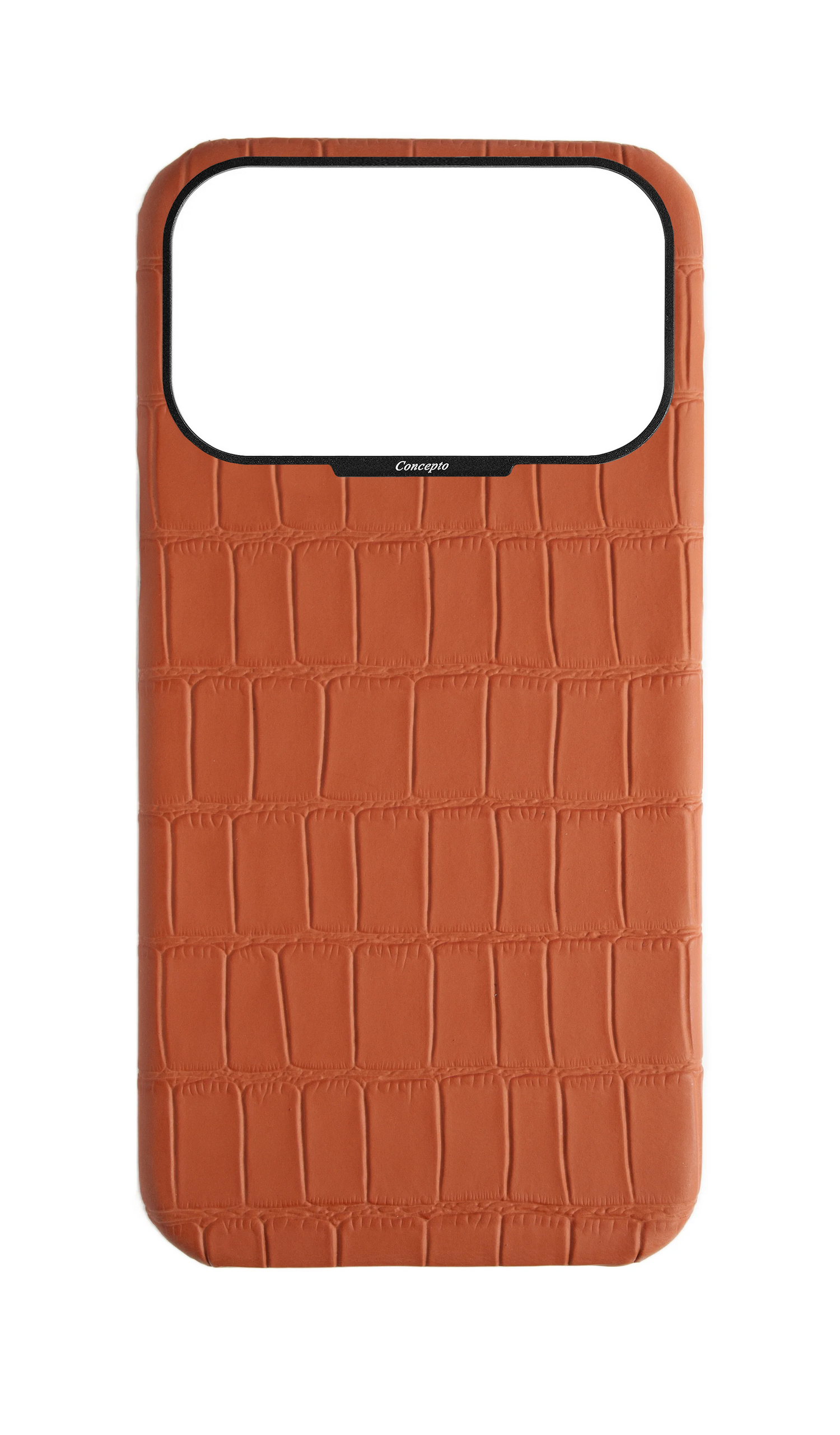 Matte Camel Brown Strapless Embossed Crocodile Case