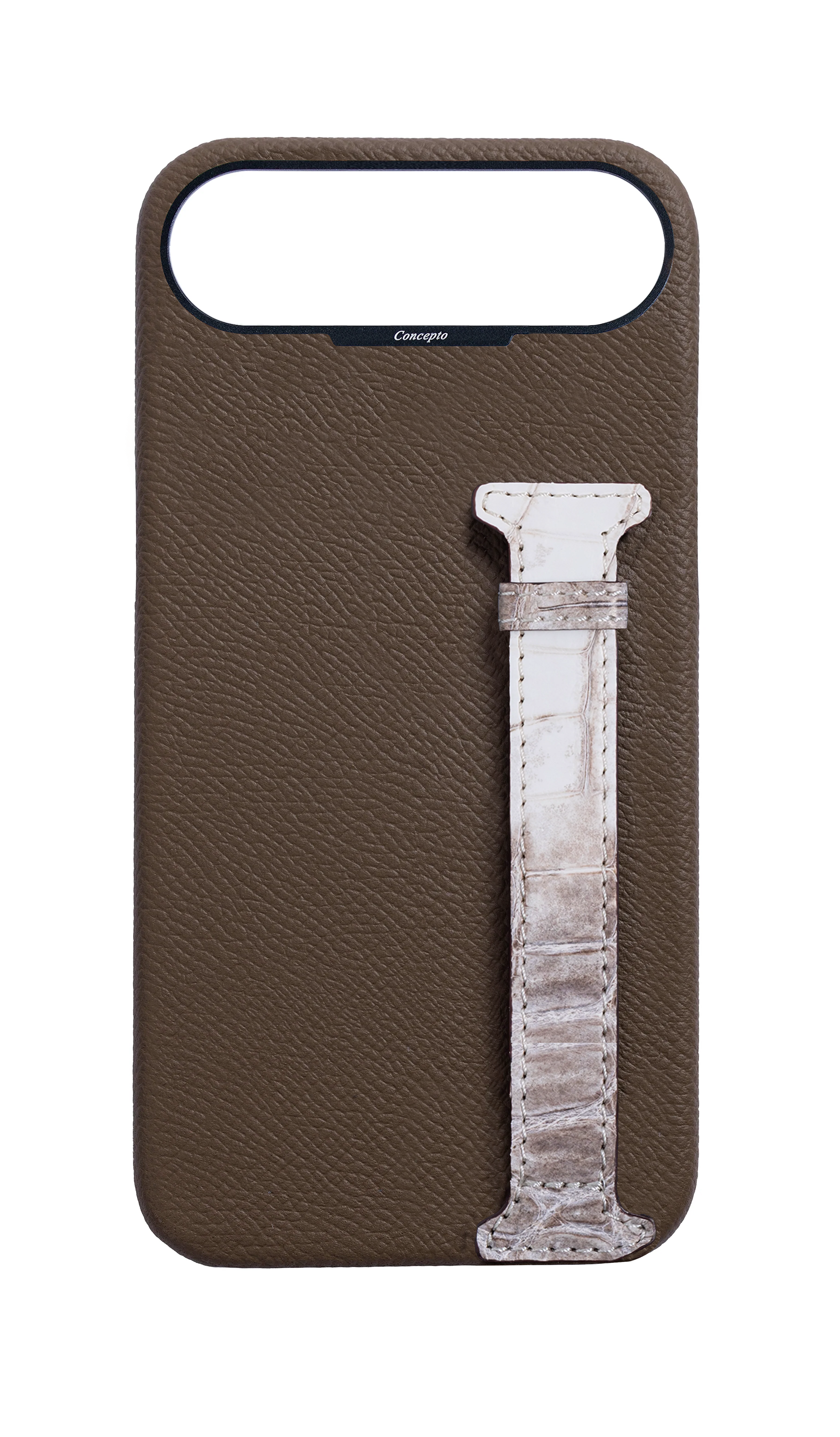 Taupe Himalayan Exotic Crocodile Side Strap Case