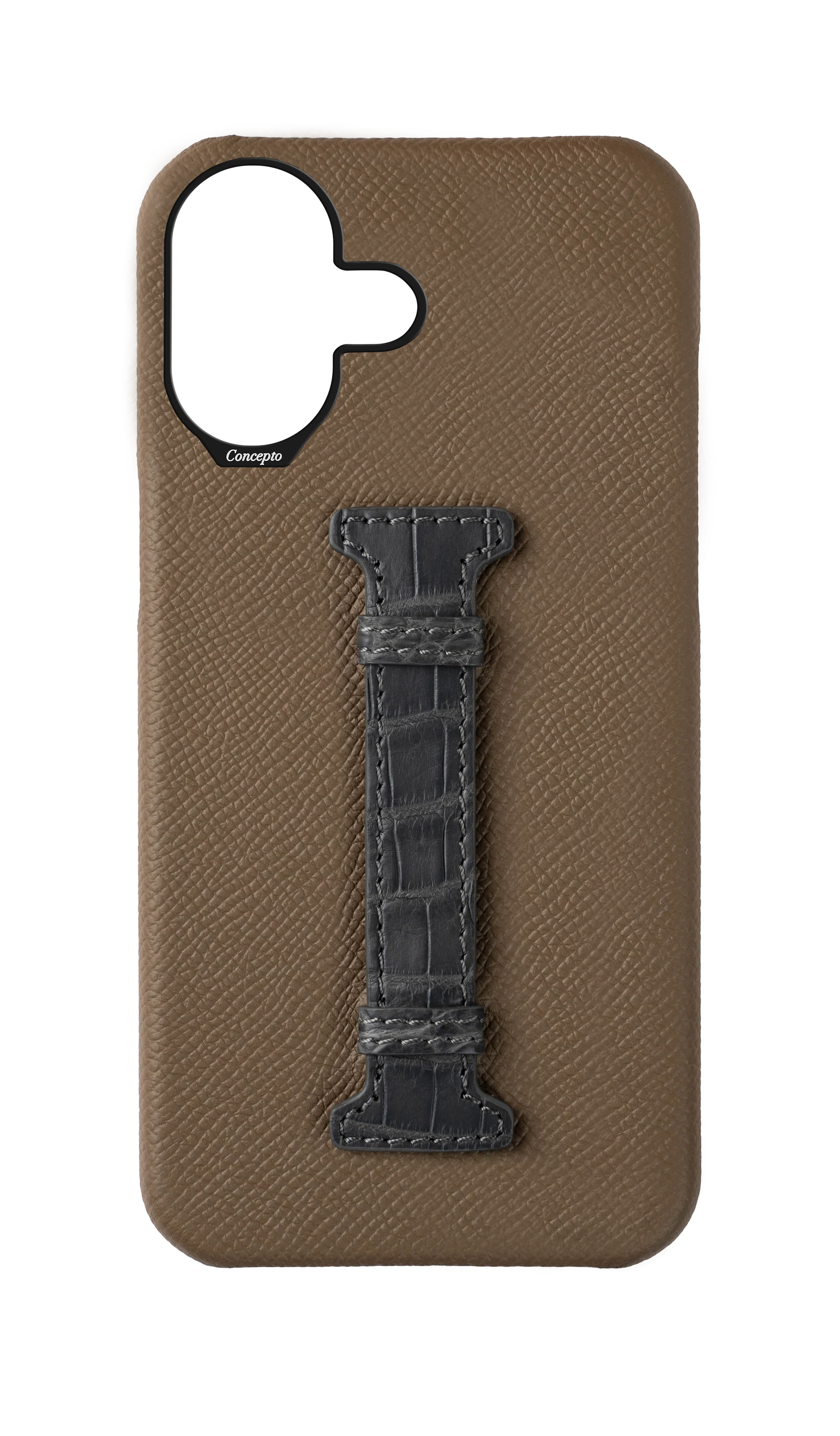 Brown / Ash Grey Exotic Crocodile Middle Strap Case