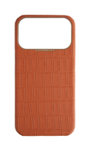 Matte Camel Brown Strapless Embossed Crocodile Case