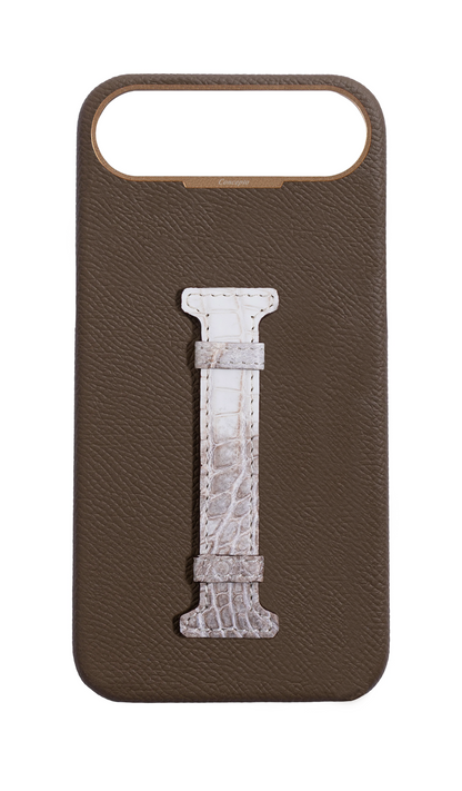 Taupe Himalayan Exotic Crocodile Middle Strap Case