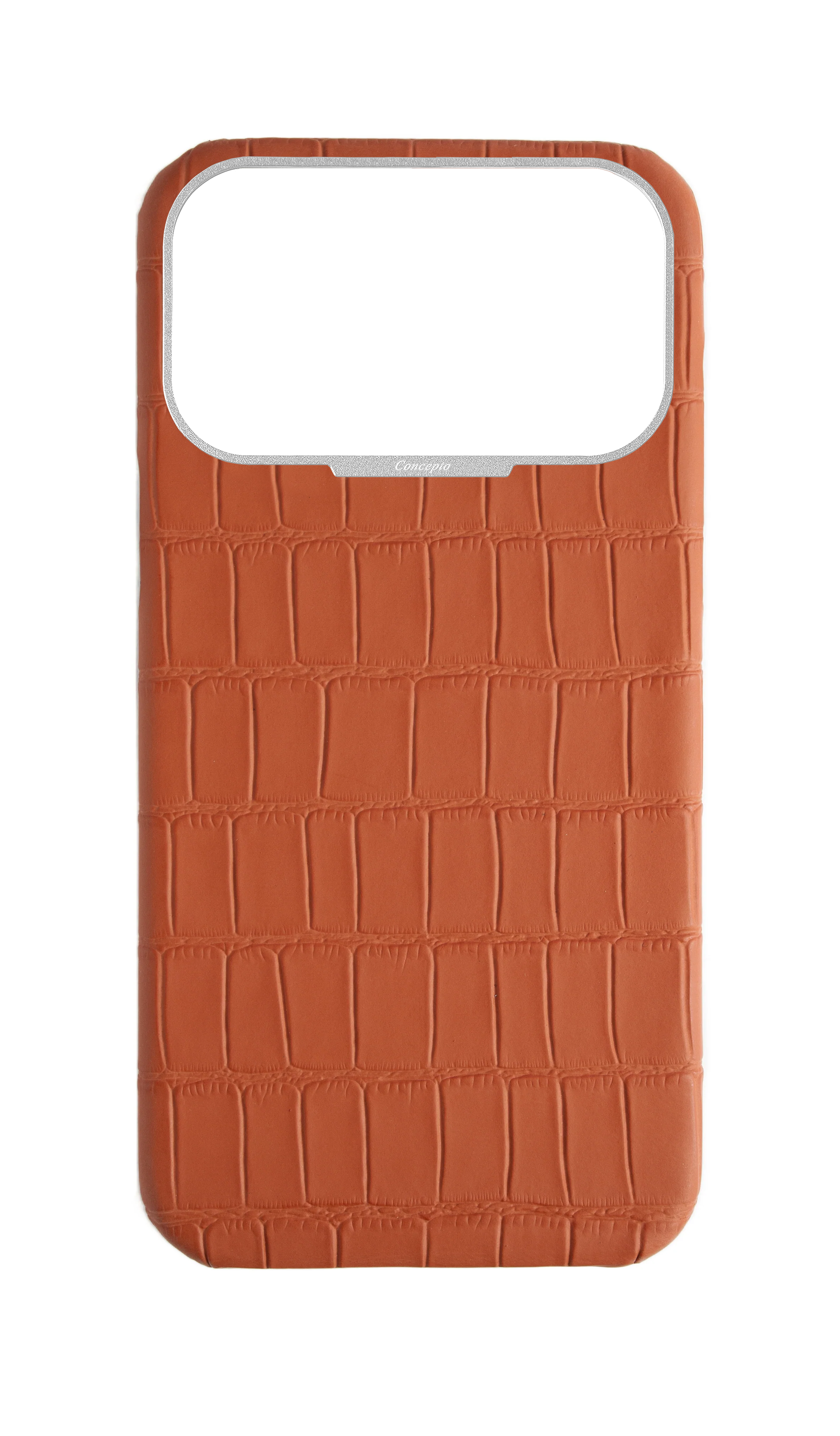 Matte Camel Brown Strapless Embossed Crocodile Case