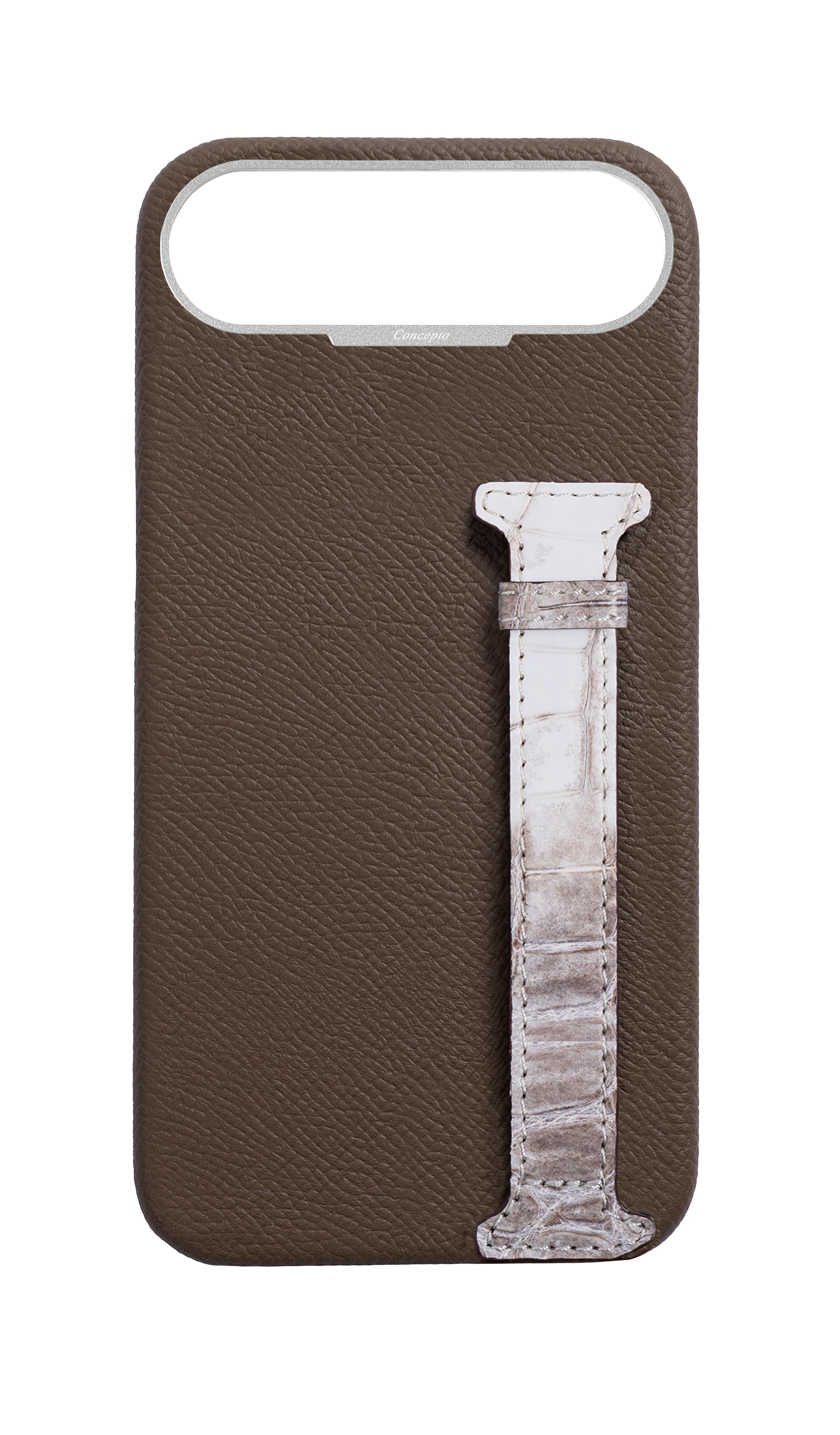 Taupe Himalayan Exotic Crocodile Side Strap Case