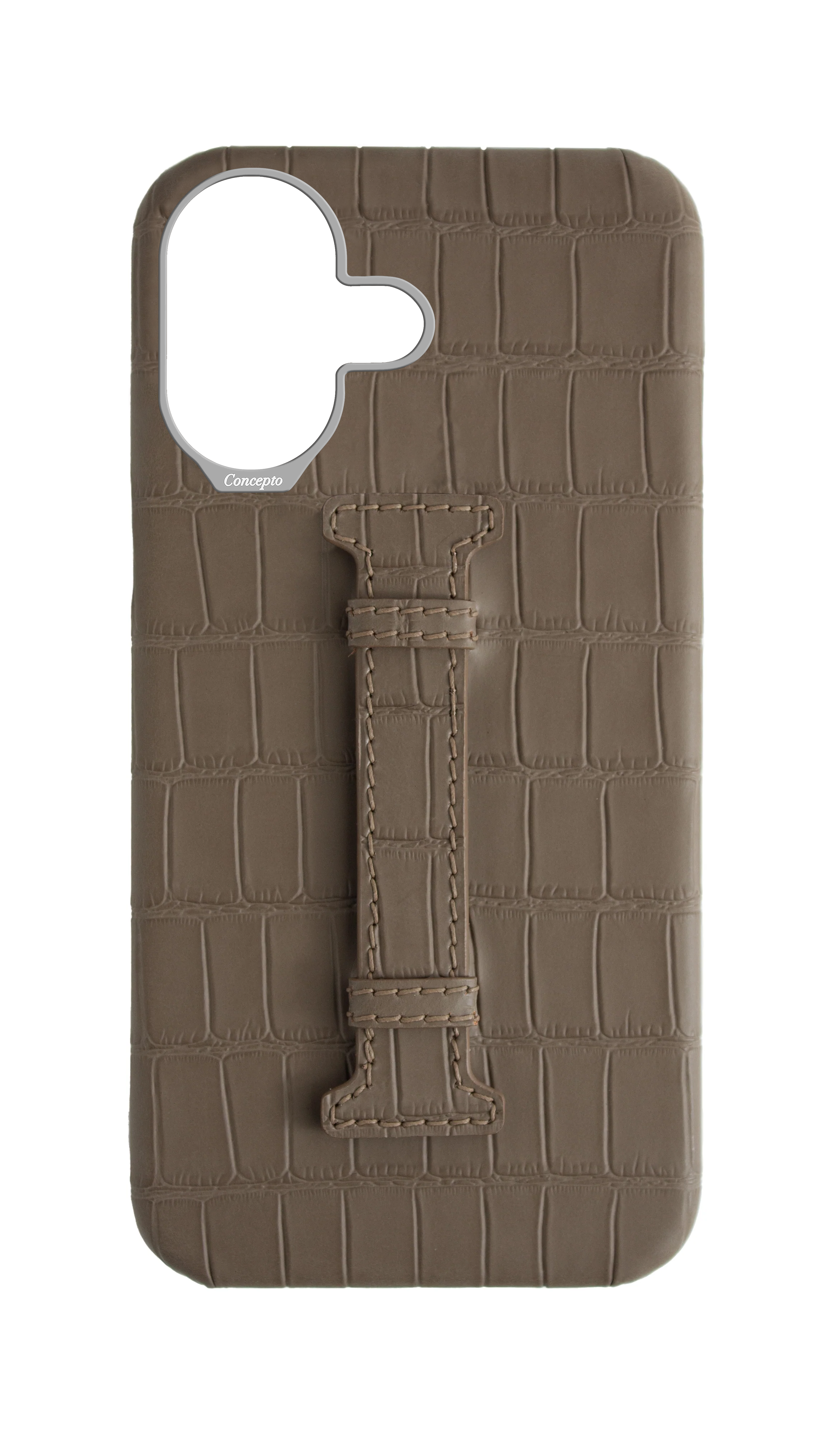 Matte Dark Taupe Embossed Crocodile Case